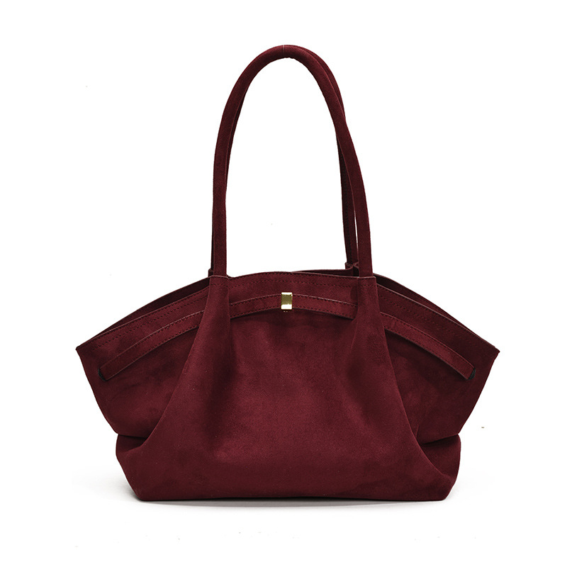 Cross-Border Women's Luxury Large Capacity Commuter Tote Bag, Niche Design Suede Underarm Shoulder Bag - Thumbnail 6