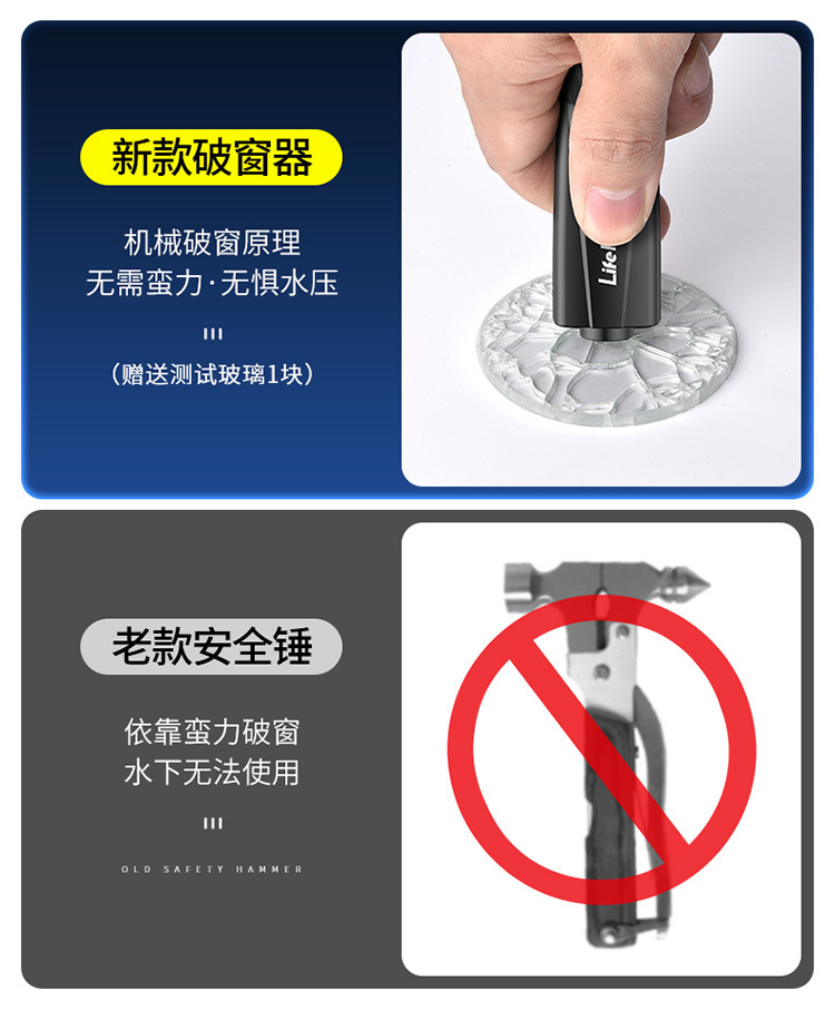 Car Safety Hammer Car Window Breaker Multifunctional Escape Hammer Safety Belt Cutter Emergency Artifact