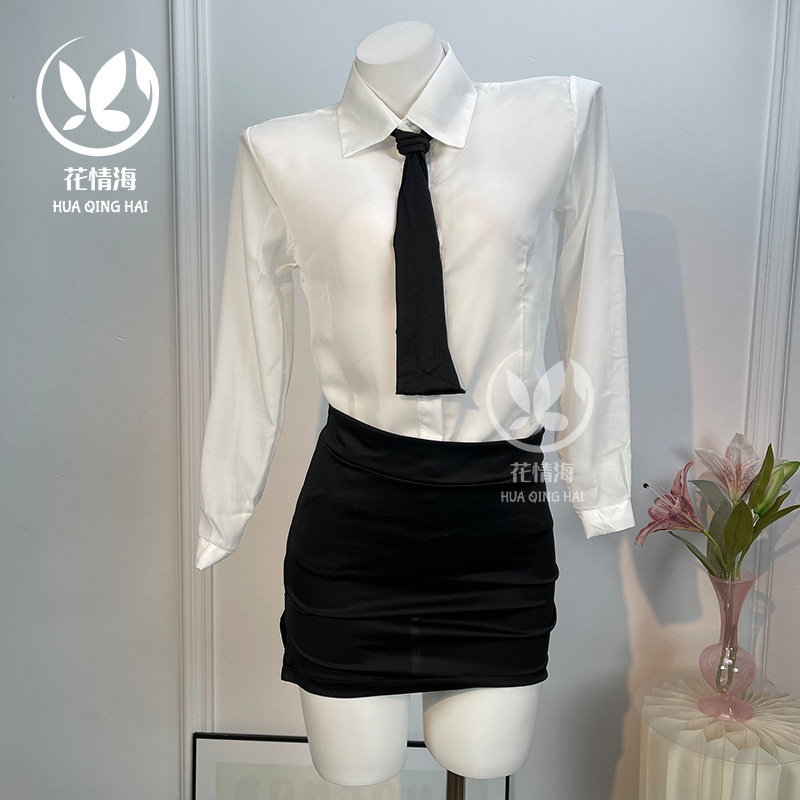 Floral Sea Sexy Lingerie Tight-Fitting Hip-Hugging Short Skirt Pure Desire Style High-End Secretary Role-Playing Uniform A029