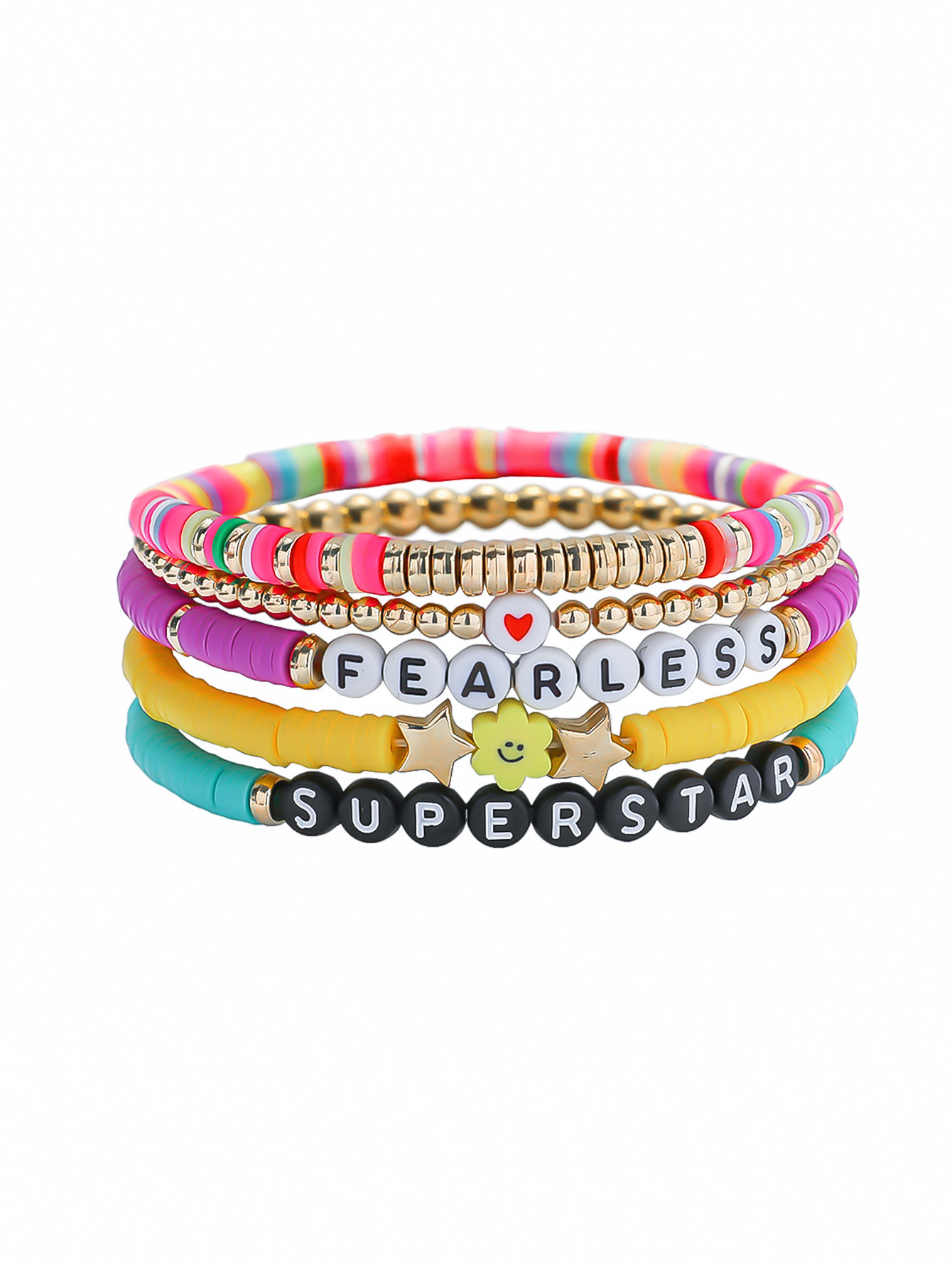 Color mezcla y partido suave cerámica pulsera carta número amor sol capas pulsera traje amistad pulsera joyería al por mayor