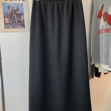 深灰色醋酸羊毛呢中长款半身裙子女2025秋冬新款a字打底松紧高腰