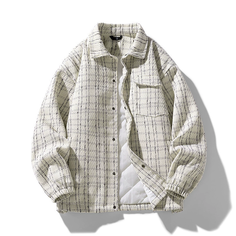 Осенняя и зимняя новая куртка маленький ароматный стиль клетчатое пальто мужской 2024 новый приливный бренд хлопок утолщенные куртки отворот