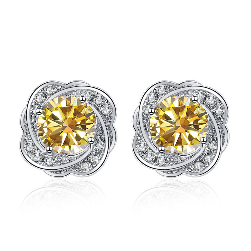 Perforación de diamante de alto nivel de camélia pernos de orejas temperamento de dama flores retro pendientes de plata transfronterizos joyas de estudiantes al por mayor