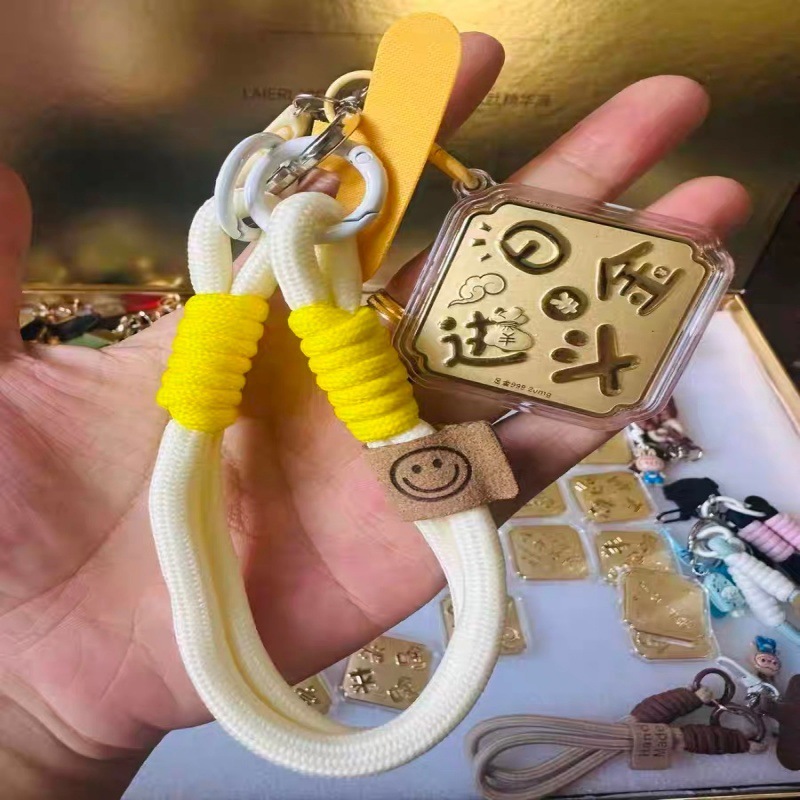 足金999招财猫车挂 日进斗金钥匙扣饰品暴富手机挂件黄金包包挂饰|undefined