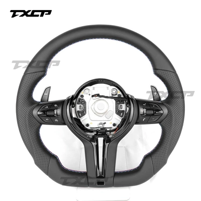 Suitable for Bmw 3 Series, 4 Series, 5 Series, 6 Series, 7 Series, X1, X2, X3, X4, X5, X7 Full Leather Sports-Style T-Shaped Steering Wheel (Steering wheel) - full-leather-sports-thong-steering-wheel