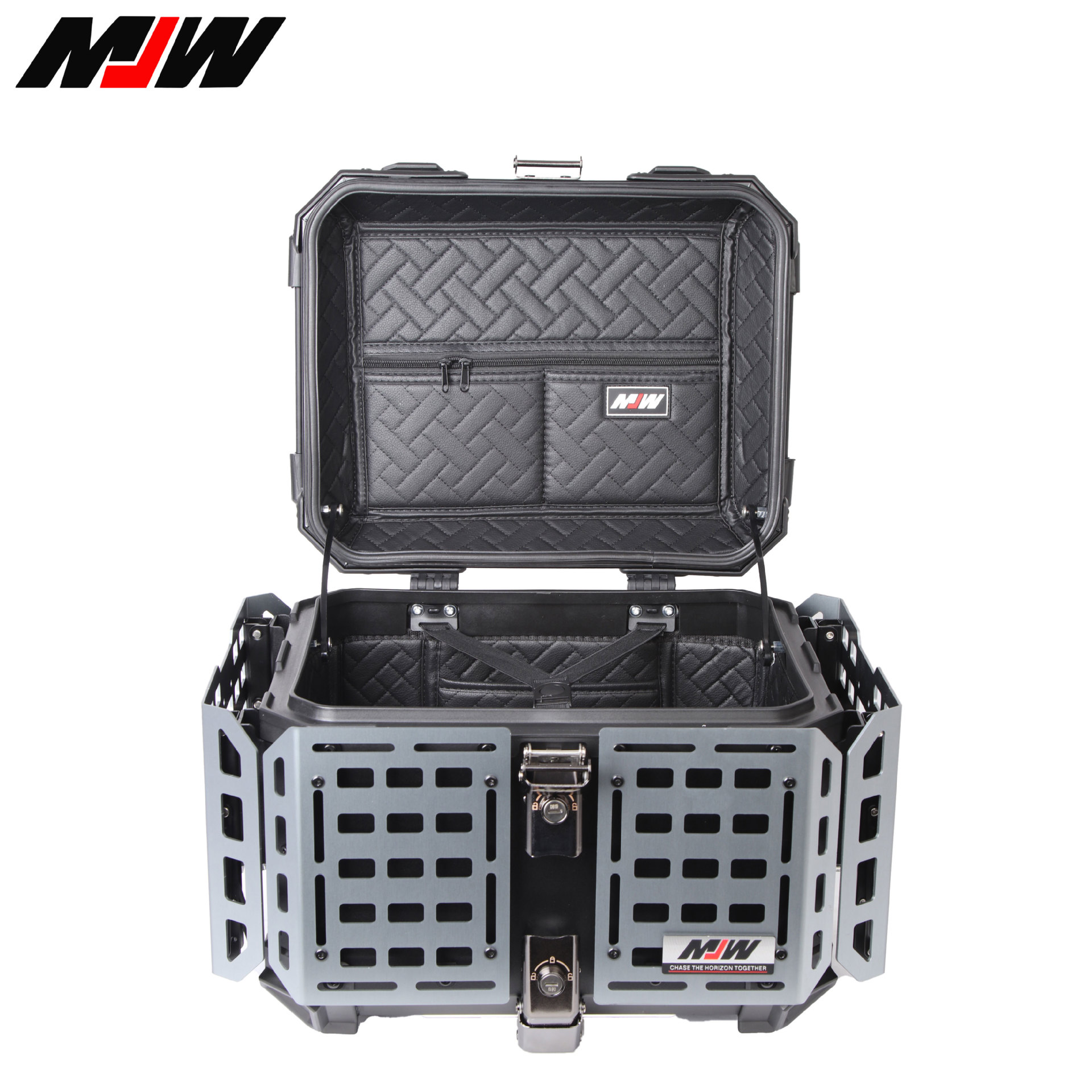 45L motocicleta de aleación de aluminio multifuncional armadura de titanio portátil con fondo de coche eléctrico maletero negro