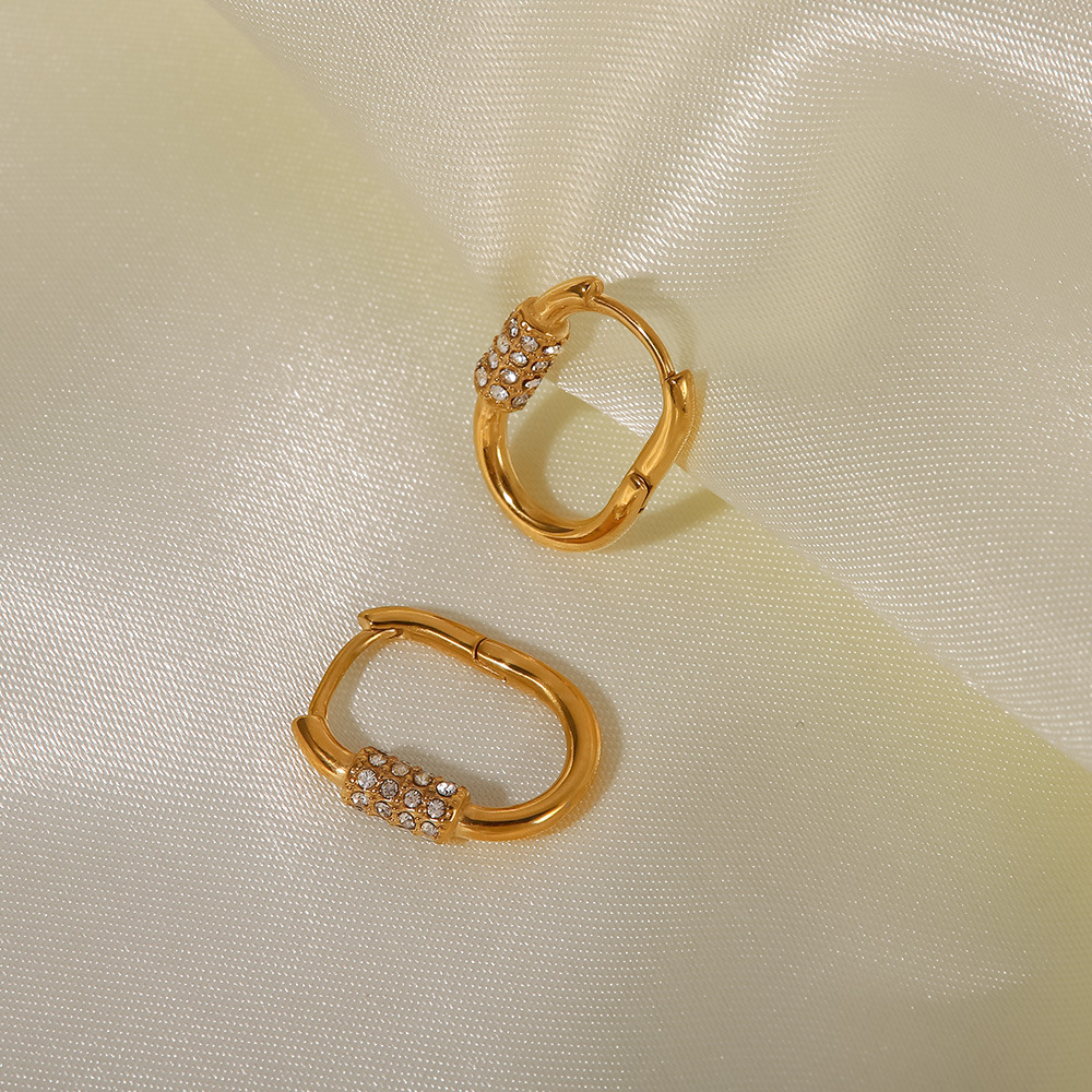 Fashion Geometric Stainless Steel Earrings Plating Zircon Stainless Steel Earrings