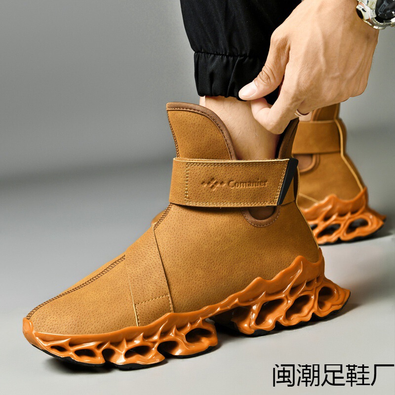 2025 New Large Size 46 Fleece-Lined Blade Men's Shoes Men's Shoes Microfiber Leather Casual Running Shoes Are Light and Comfortable