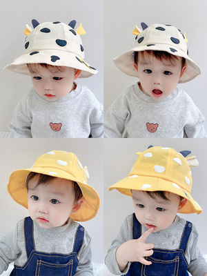 宝宝帽子春秋季薄款韩版潮男童洋气时尚小盆帽女童可爱超萌渔夫帽