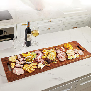 Wooden chopping board Party party large capacity snack tray with handle fruit platter bread Ham cutting board