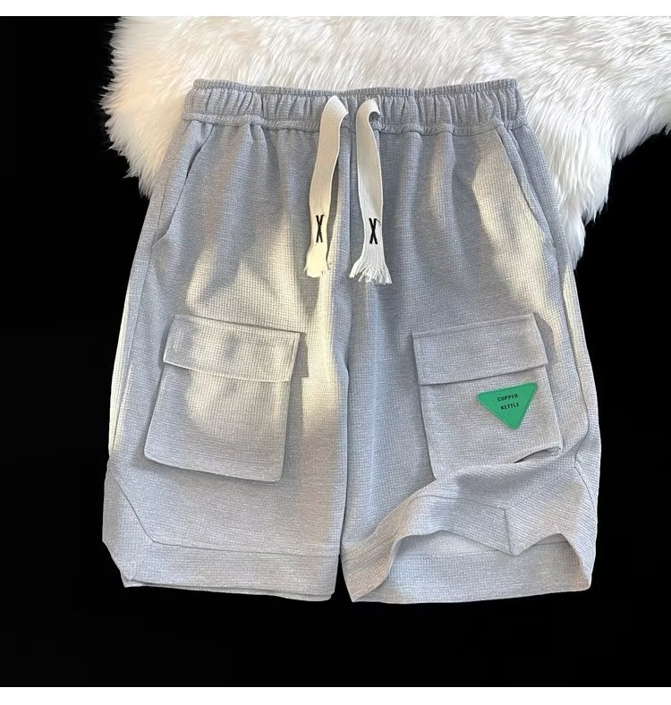 Corea ins tendencia 2024 estilo de Hong Kong retro estilo japonés todo-fósforo suelto traje recto pantalones de cinco puntos pantalones casuales hombres de moda