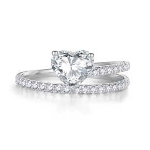 Personalized Heart 18K Gold Diamond Ring 0.4 Carat Heart-Shaped Cultivated Diamond Platinum Au750K Gold Ring Opening