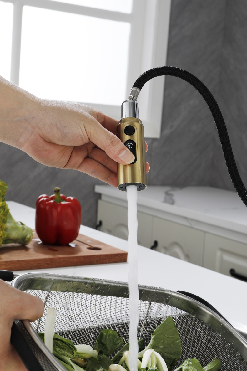 Konishi hydroelectric power digital display kitchen faucet pull-out sink faucet with brushed gold color undefined