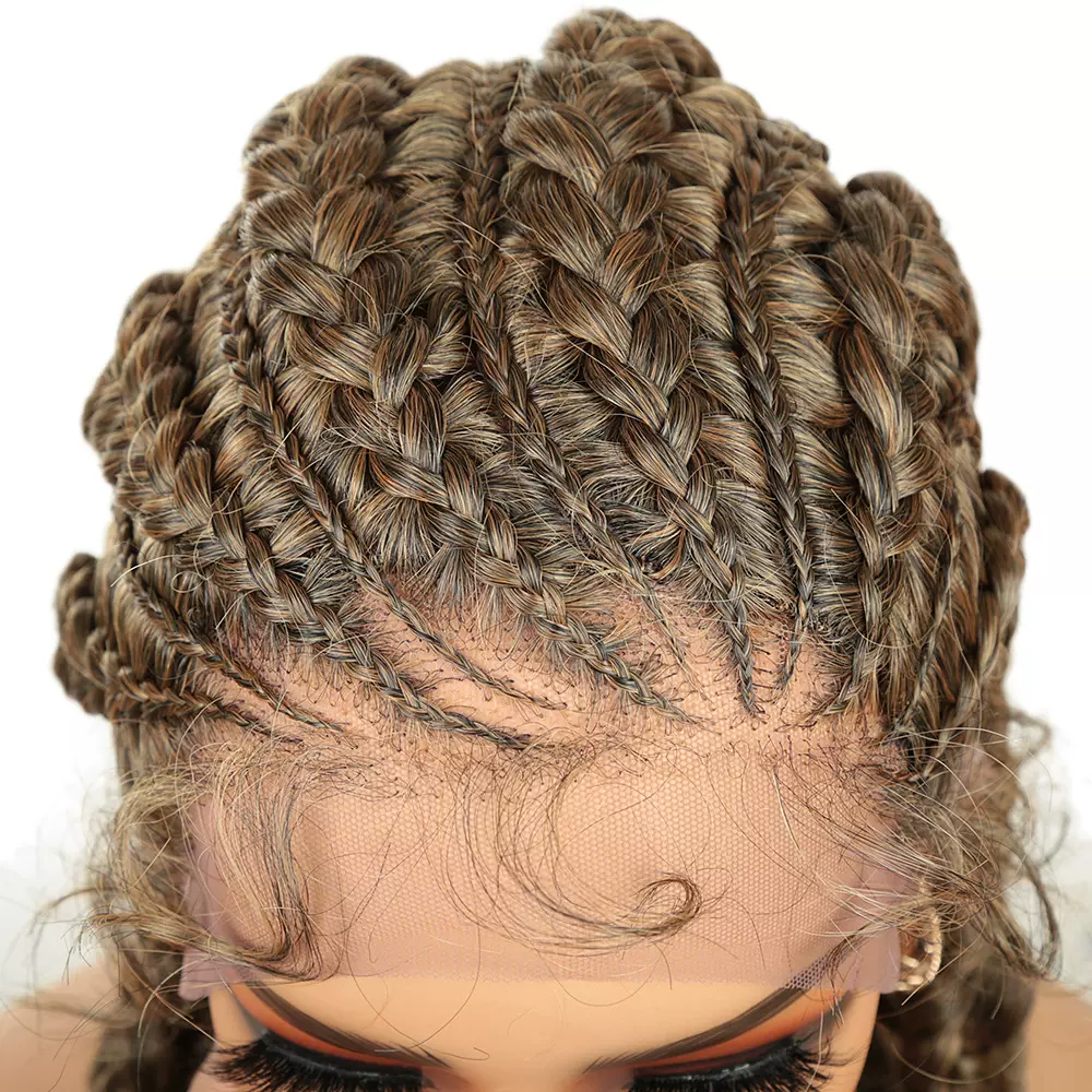 假发化纤辫子头套前蕾丝头套T27色黑人假发脏辫头套长刘海长卷发