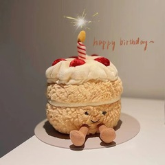 趣味仿真生日蛋糕公仔带音乐假蛋糕莓发光小蛋糕女生日批发