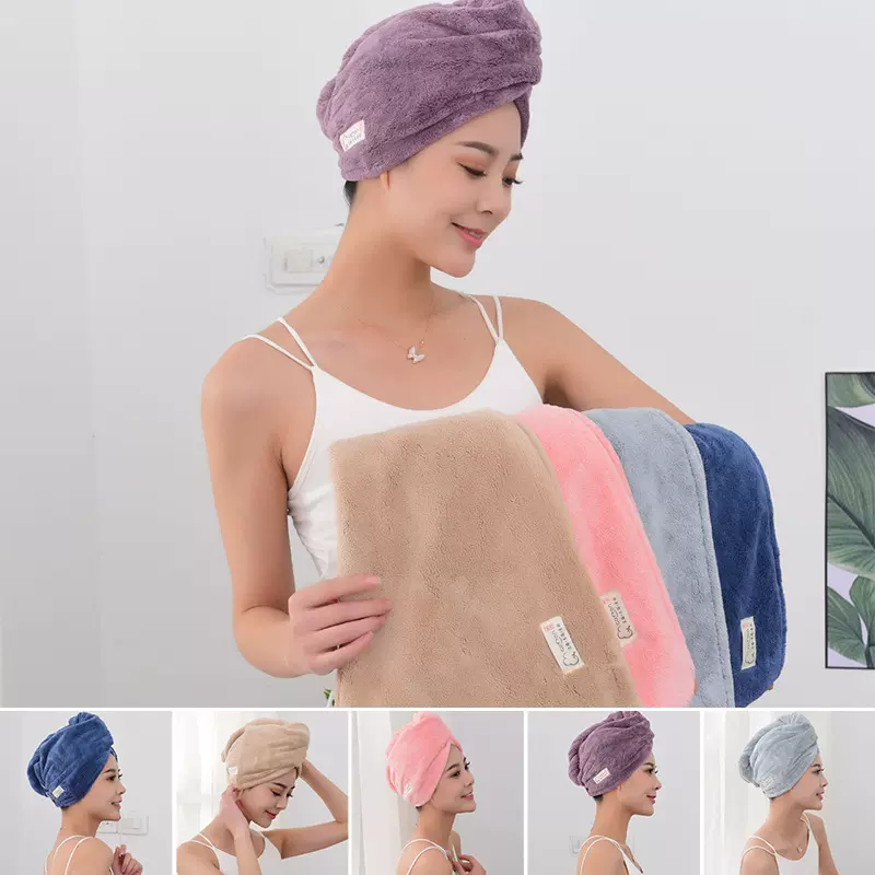 2024新款珊瑚绒吸水包头巾柔软加厚干发帽快干浴帽