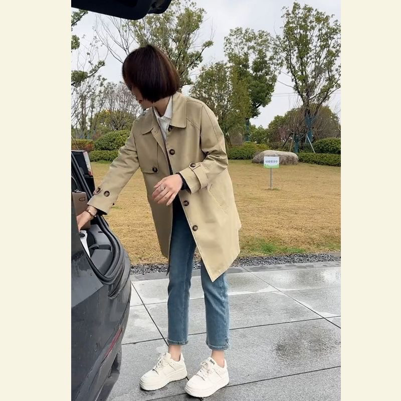 高级感卡其色风衣女2025春秋款时尚英伦韩版薄款显瘦中长款外套|undefined