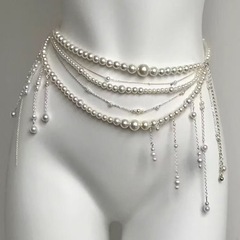 2025 新パール多層タッセルウエストチェーンビーズニッチハイエンドボディチェーンライト高級絶妙なベルトアクセサリー女性のための