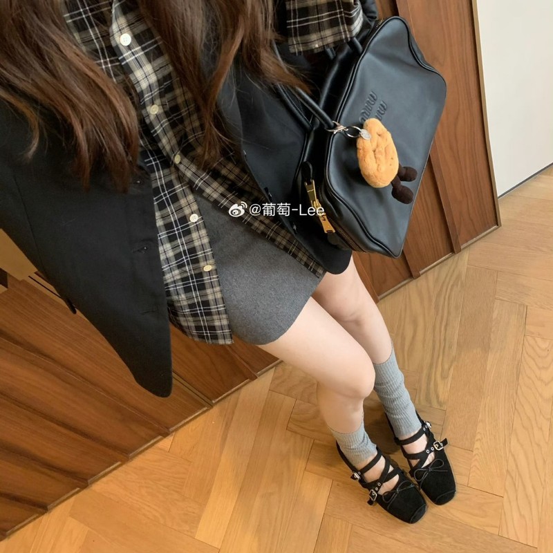 羊皮版~葡萄妈内增高4cm芭蕾平底单鞋女方头浅口交叉扣带玛丽珍鞋|undefined