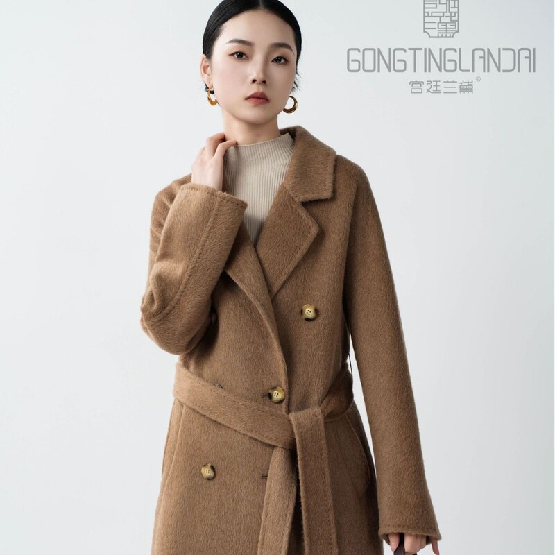 100% Camel Wool 101801 Double-Sided Woolen Double-Breasted Long Fashion Versatile Cashmere Coat 100% Camel Wool 101801 Double-Sided Woolen Double-Breasted Long Fashion Versatile Cashmere Coat