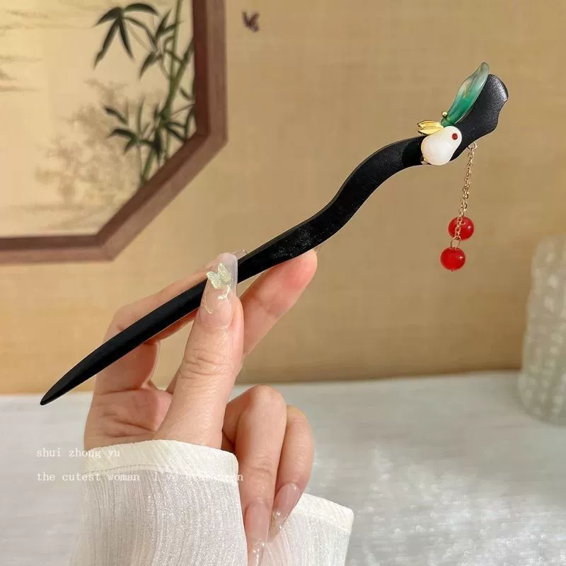 Китайская шпилька (ханфу/чёнсам) с кисточкой, цветочная универсальная заколка