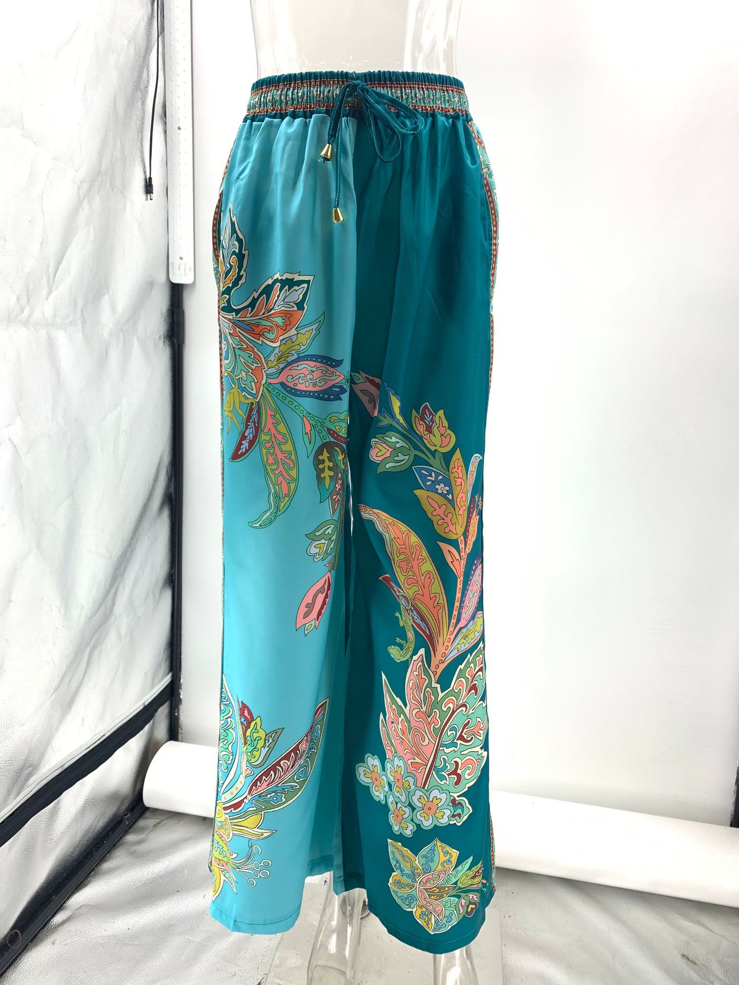 Loose Fit Type Casual Holiday Women's Chinoiserie Elegant Vintage Style Plant Polyester Pant Co-ord Set Pants Sets