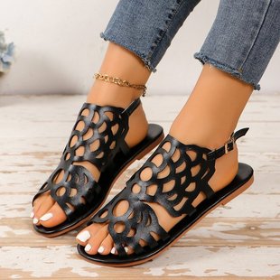 2023 foreign trade summer new butterfly hollow flat sandals women's one-word flip-flops outdoor beach women's sandals