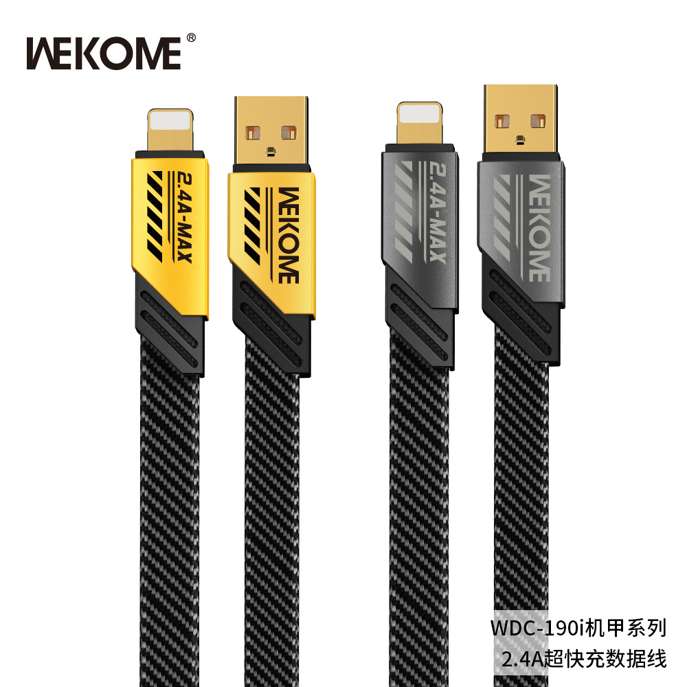 WEKOME Mech 6A/20W/100W carga súper rápida no planchado de alta potencia cable de datos tejido línea plana de fideos