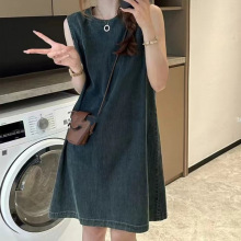 复古无袖牛仔连衣裙女欧洲站2025夏季新款韩版显瘦背心中长裙