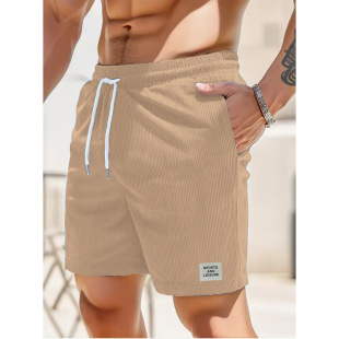 Summer New Solid Color Lace-up Sports Pants Corduroy Simple Shorts Men's Shorts Casual Pants