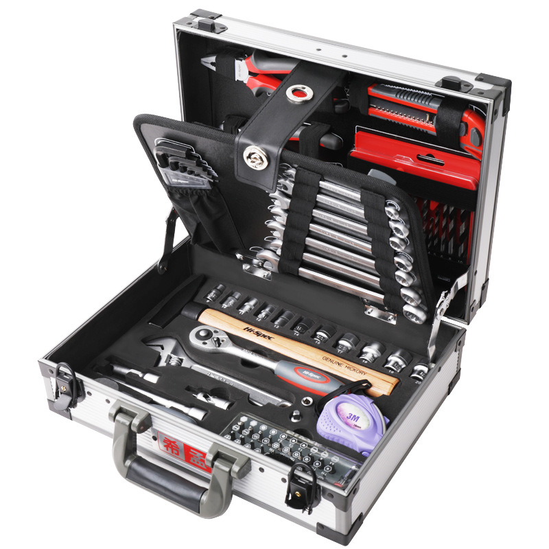 하이 스펙 알루미늄 박스 자동차 수리 도구 세트 도구 도구 도구 가정용 콤비네이션 소켓 렌치 세트