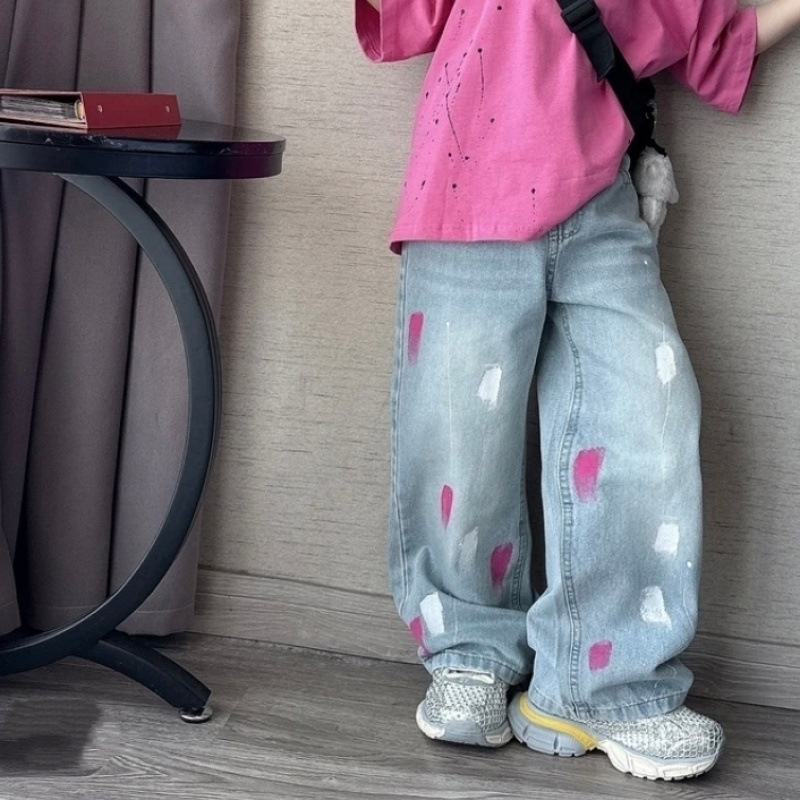 스프레이 컬러 청바지