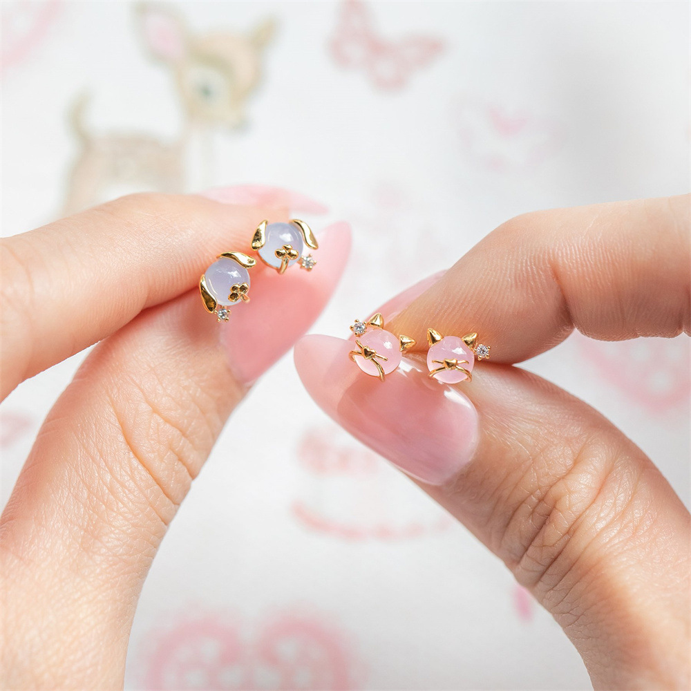 Fashion cute ear copper studs rod screw zircon wholesale