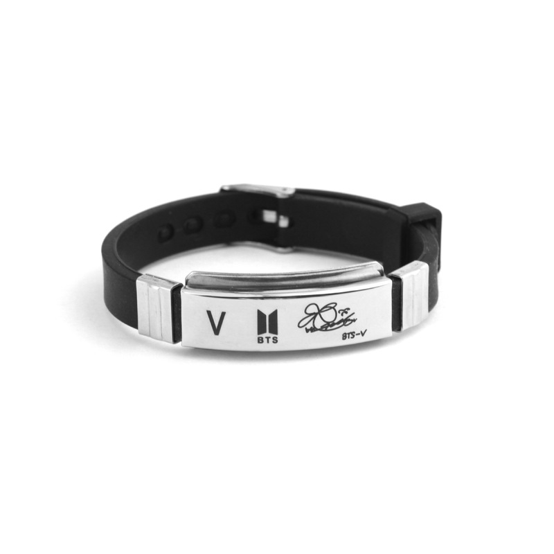 Europe and the United States cross-border high sense design sense simple daily tide brand stainless steel unisex silicone bracelet-V