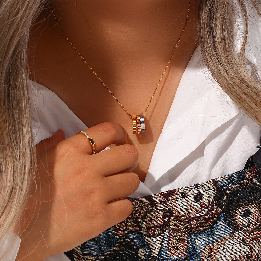 Fashion Round Stainless Steel Necklace Plating Stainless Steel Necklaces_colorza_6