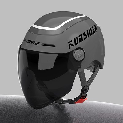 Motosiklet dəbilqələri: mirror men's and women's summer sunscreen - one-size-fits-all-3c-pearlescent-gray-three-proof-paint-sun-protection-dual-mirrors-safety-tail-light-high-looking-new-national-standard-category-a