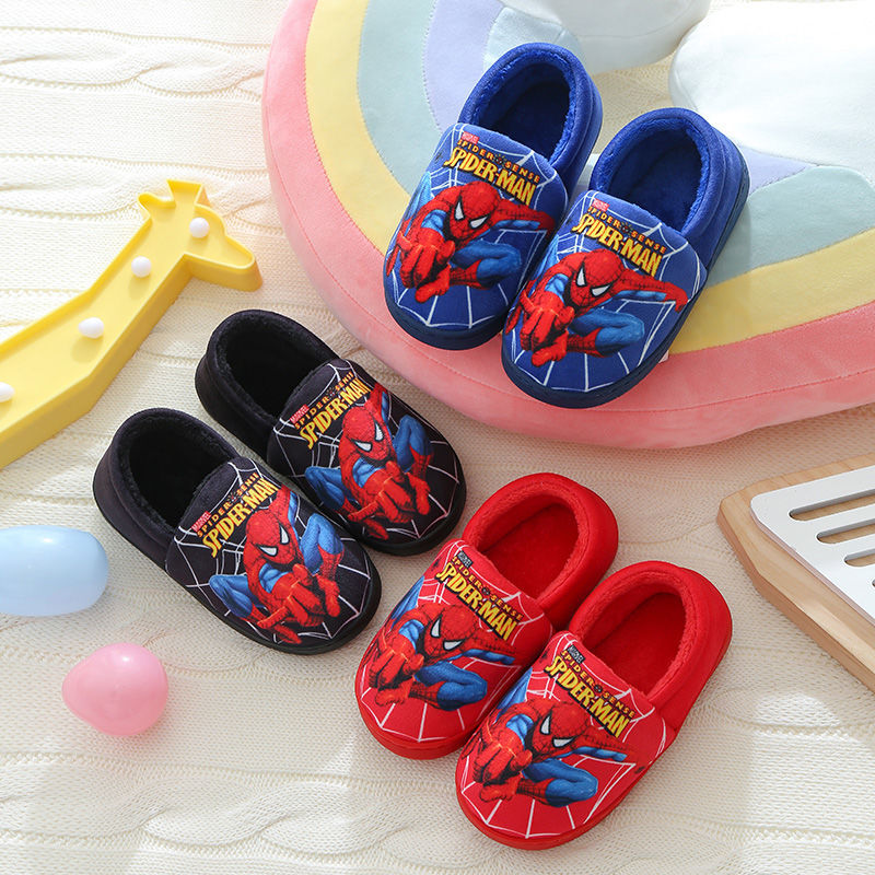 Children's Closed-Back Cotton Shoes for Older Kids, Winter Cartoon Non-Slip Warm Indoor Home Slippers for Boys and Girls Trendy