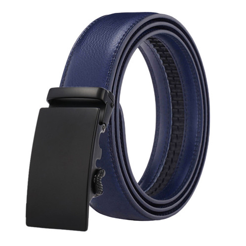 Cross-border dropshipping black glossy simple men's automatic belt two-layer cowhide belt alloy buckle manufacturer batch