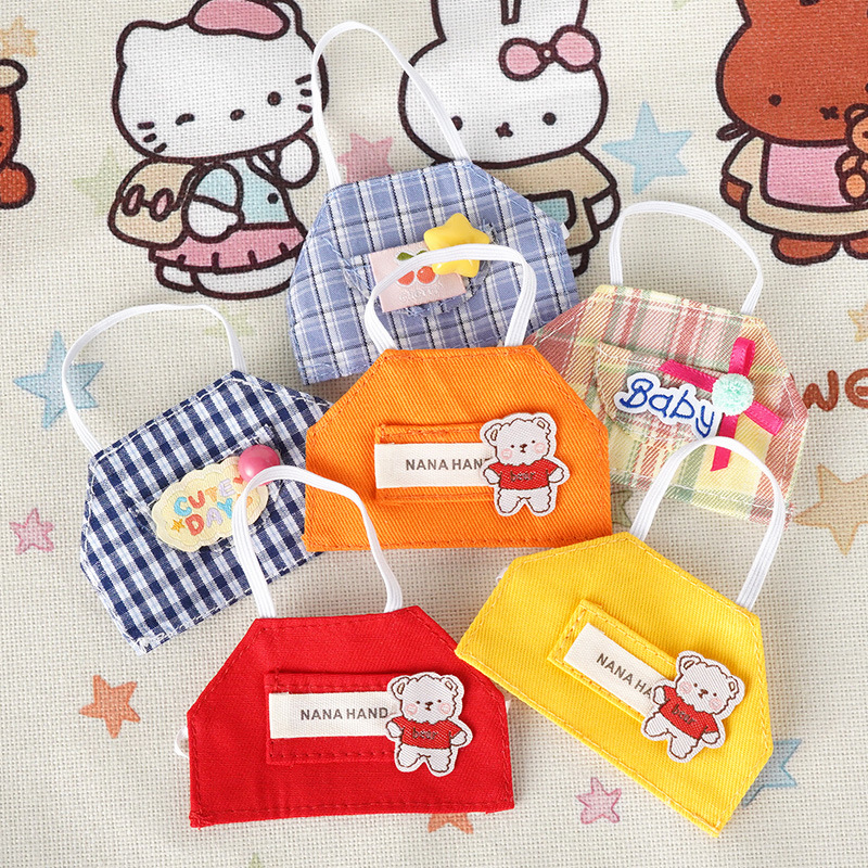 10cm Cartoon Doll Baby Clothes Apron Cotton Doll Clothes Dressup Head Dog Doll Accessories Mini Bib