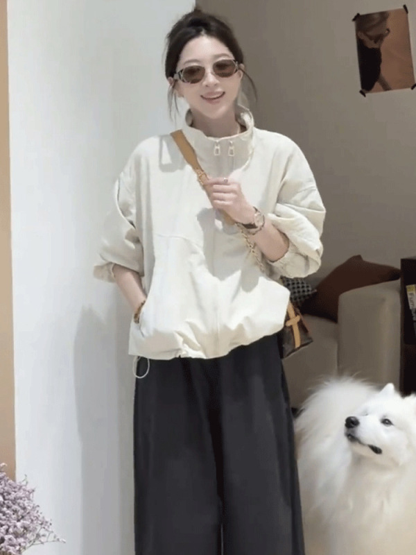 韩系立领短款冲锋衣外套女2025秋季新款休闲显瘦百搭洋气夹克上衣|undefined