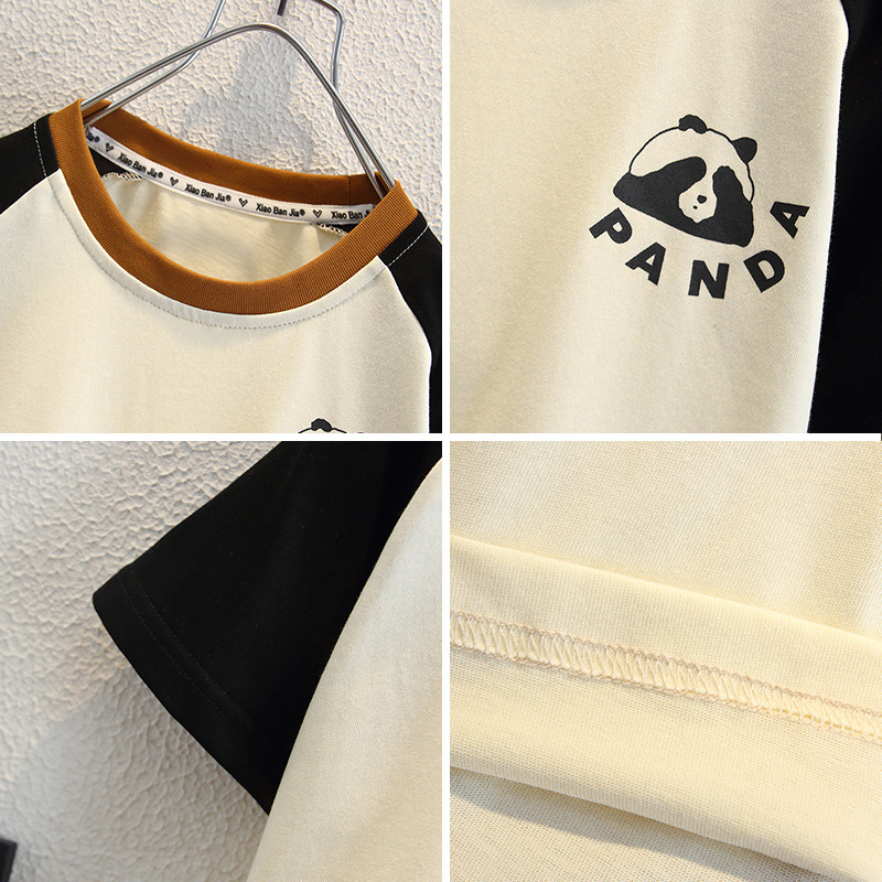 7984 Camiseta de panda para niños delgada 2025 verano nuevo estilo para niños y niñas top estilo occidental bebé color de manga corta T mujer