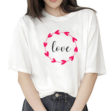 2020速卖通亚马逊新款 情人节爱心系列图案印花短袖圆领T恤欧美