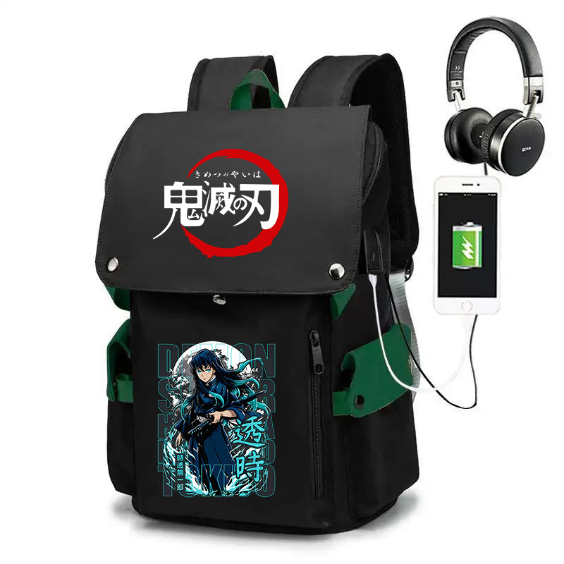 Anime periférico Ghost Blade carbón Zhilang Junior High School mochila antirrobo mochila Oxford tela resistente al desgaste bolso de los hombres
