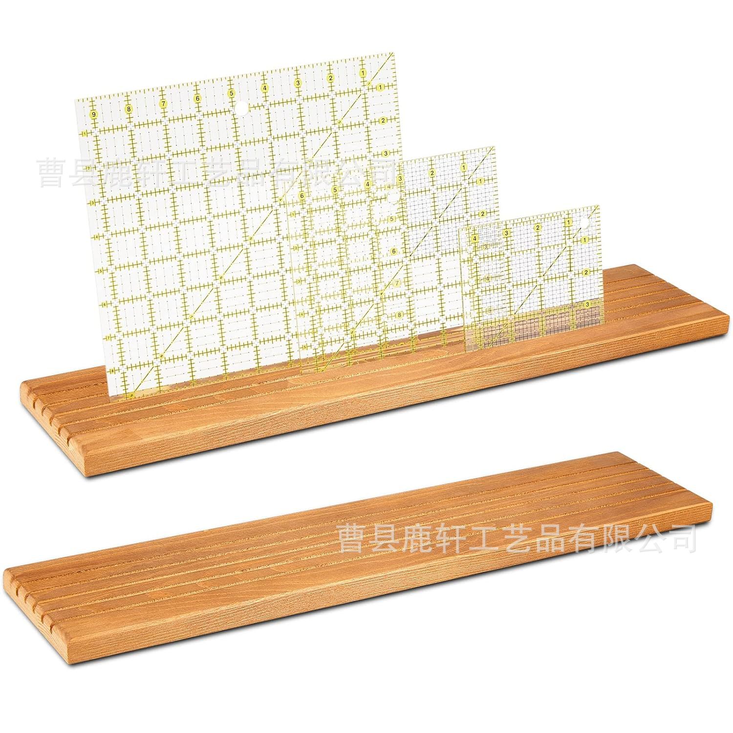 Wooden 2-piece ruler storage rack household multi-slot supplies ruler finishing rack wooden table top quilted ruler rack