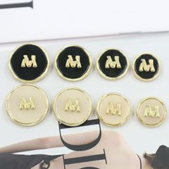 青衿M字母樹脂雙拼金屬紐扣小香風扣子大衣復古時尚高檔服裝輔料
