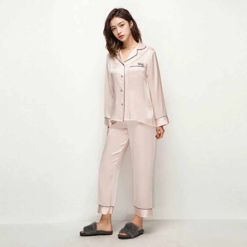 Silk pijama, long-sleeve, trousers, set
