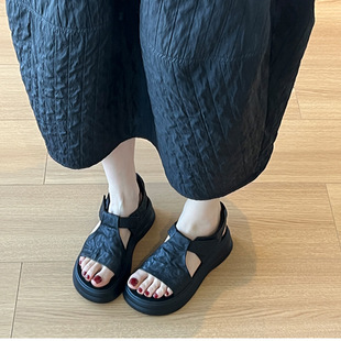Ready-Made Thick-Soled Sandals for Women in Summer, New Soft-Soled Sandals That Are Not Tiring for Feet, Versatile Retro Casual Outdoor Roman Shoes for Women