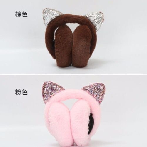 Factory Direct Sale Winter Ear Muffs Ear Protection Cover for Women Plush Ear Masks Student Cute Cartoon Kitten Ear Ear Warmers