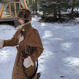 2023冬季新款防风保暖加厚加绒仿羊羔毛皮毛一体长款时尚大衣外套