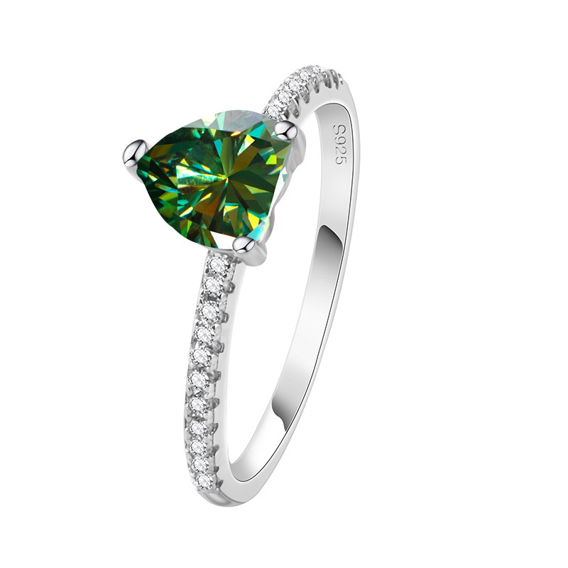 925 plata esterlina mujer chapada pt950 oro meson fabricantes al por mayor de compromiso corazón rosa anillo de moissanita venta caliente